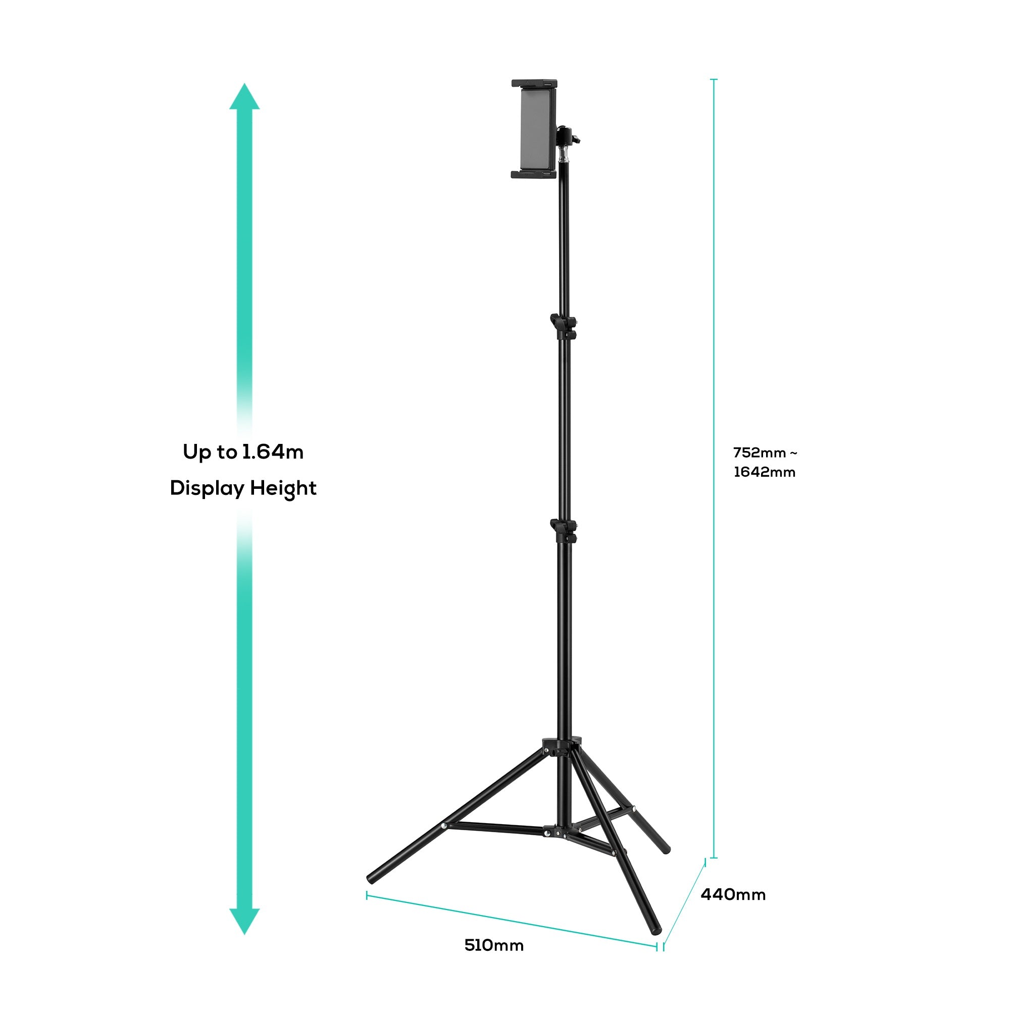 mbeat® activiva Universal Table and Smartphone Tripod foldable, lightweight, easy-to-use height-adjustable tripod with integrated tablet/phone - Image 2