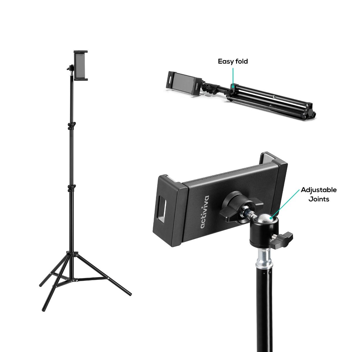 mbeat® activiva Universal Table and Smartphone Tripod foldable, lightweight, easy-to-use height-adjustable tripod with integrated tablet/phone - Image 3