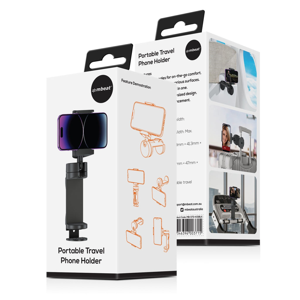 (LS) mbeat® Portable Travel Phone Holder Portable Design/ 360 degree Rotatable Base/ Compact & Lightweight/ Freestyle Adjustment Package Weight: 125g - Image 4
