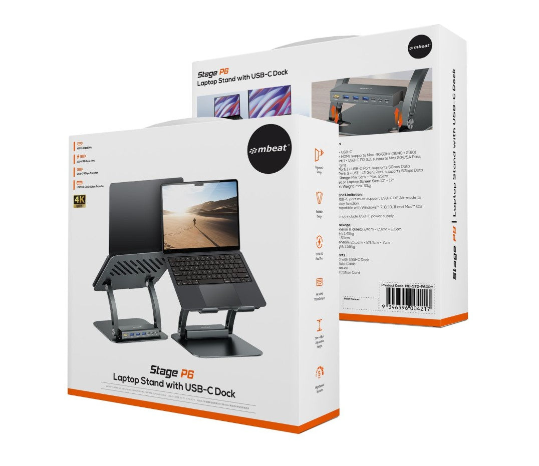 mbeat® Stage P6 Laptop Stand with USB-C Dock - Image 4