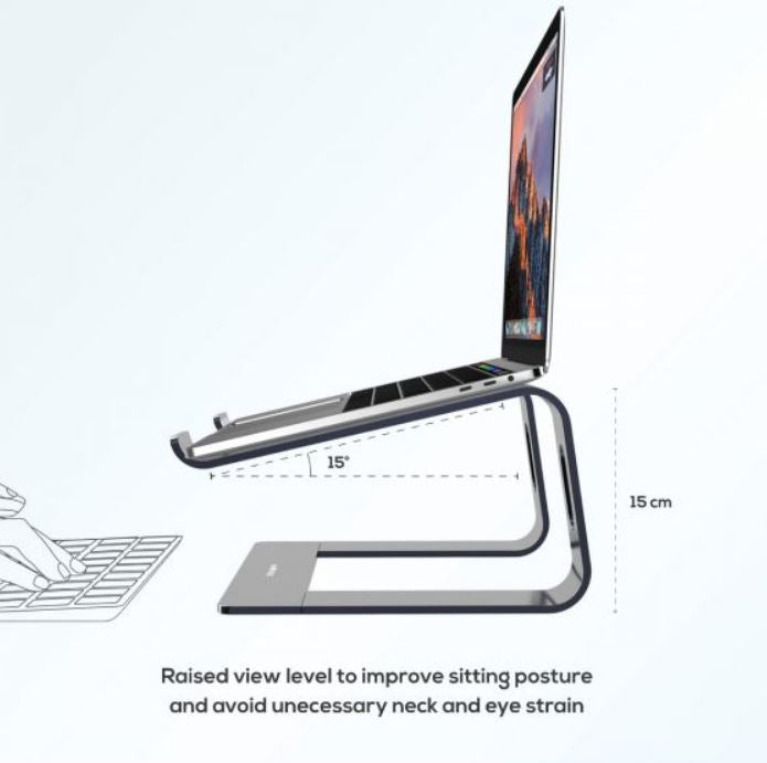 mbeat® Stage S1 Elevated Laptop Stand up to 16" Laptop (Space Grey) Material: Aluminium Alloy Product Weight: 0.9 kg - Image 2