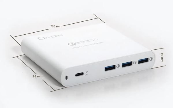 Oxhorn Multi-Functional USB Type C 87W Laptop Notebook Tablet Quick Charge 4 Port 1xUSB-C 3xUSB-A Power Adapter USB-C cable - Image 2