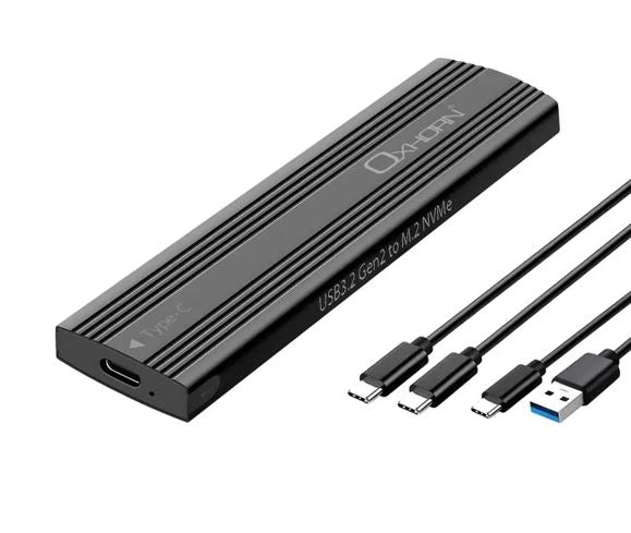 Oxhorn  USB C 3.2 Gen 2 M.2 NVMe NGFF Enclosure 10 Gbps B+M Key M.2 NVMe SSD up to 4TB 2280/2260/2242/2230 Aluminum Macs Windows USB-A Black 2 YR WTY - Image 5