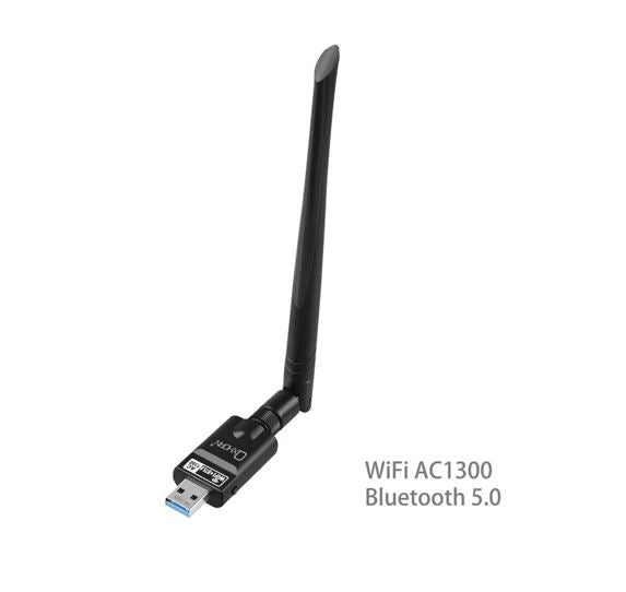Oxhorn USB Wireless + Bluetooth Combo Adapter Dual Band AC1300, Bluetooth 5.0 Supports Windows 11/10/8/7, Mac Black - Image 1