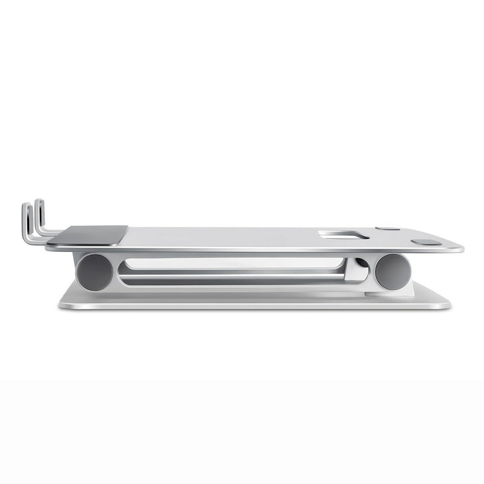 Simplecom CL520 Adjustable Aluminium Ergonomic Riser Stand for Laptop MacBook, Adj 15cm, Tilt, 10"-17", 4kg, 0.9kg, Airflow, Anti-slip, Silver. - Image 2