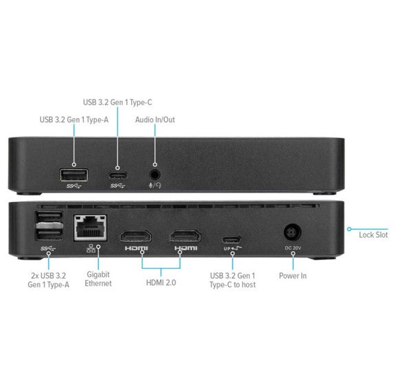 Targus Universal USB-C Dual Video 4K Docking Station with 65W Power Delivery Support 1x5K or 2x4K UHD@60Hz 2xHDMI2.0 USB-C 3xUSB-A GLAN Audio Combo - Image 4