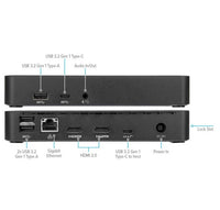 Targus Universal USB-C Dual Video 4K Docking Station with 65W Power Delivery Support 1x5K or 2x4K UHD@60Hz 2xHDMI2.0 USB-C 3xUSB-A GLAN Audio Combo - Image 4