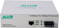 Alloy POE200SC PoE PSE Fast Ethernet Media Converter, has a 10/100Mbps PoE RJ-45 port and a SC terminated multimode fibre port - Image 2