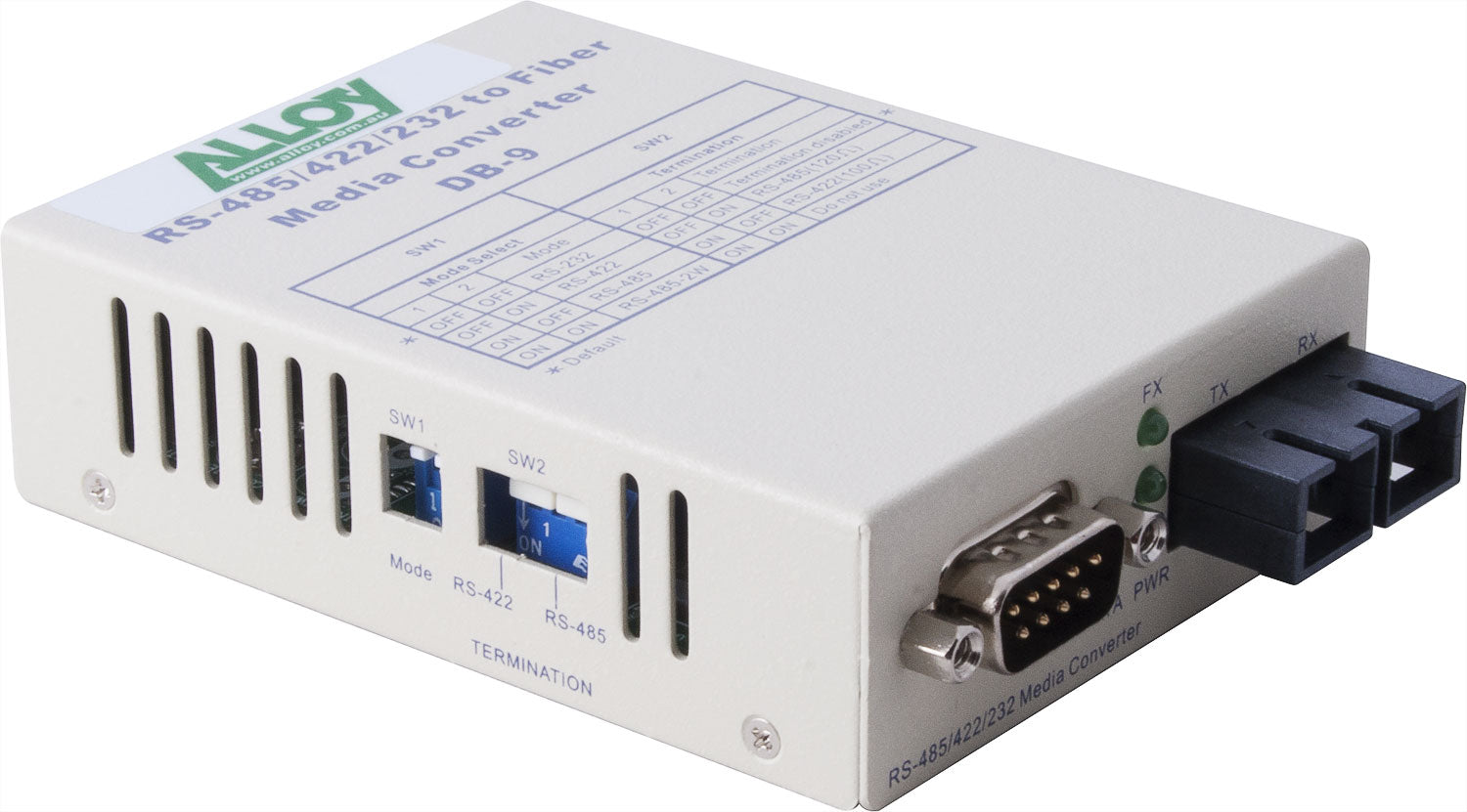 Alloy SCR460SC-1 RS-232/422/485 Serial DB-9 to Multimode Fibre Converter. Max. range 2Km - Image 1