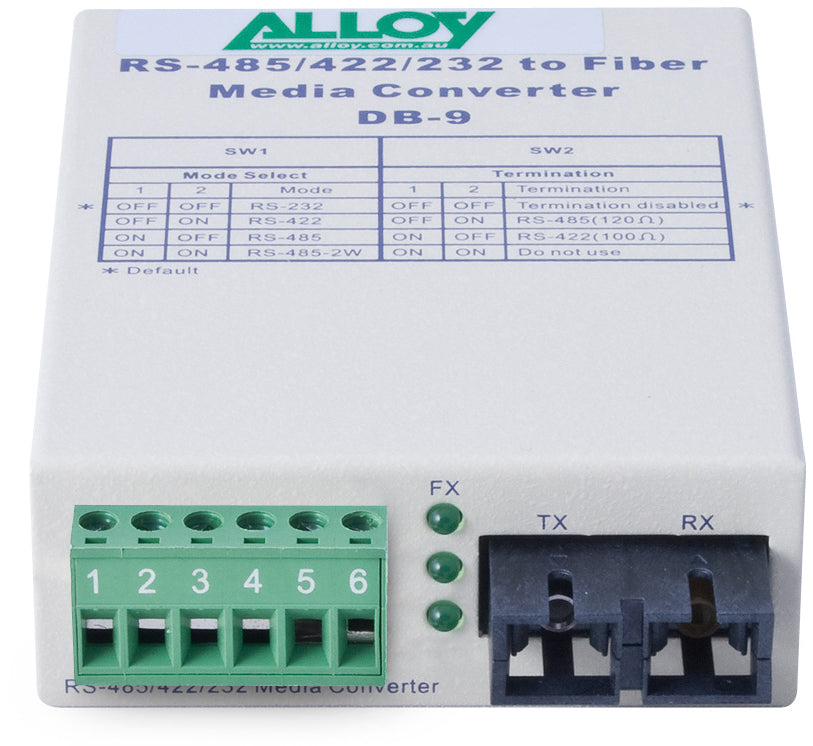 Alloy SCR460SC-2 RS-232/422/485 Serial Terminal to Multimode Fibre Converter. Max. range 2 Km - Image 2