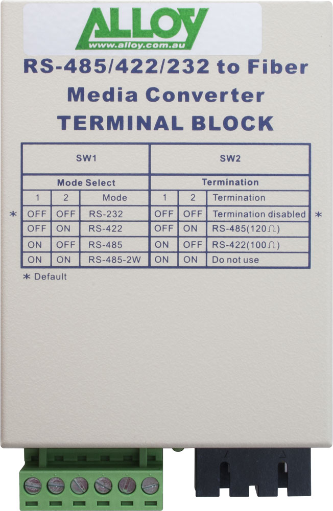 Alloy SCR460SC-4 RS-232/422/485 Serial Terminal to Single Mode Fibre Converter. Max. range 20Km - Image 3