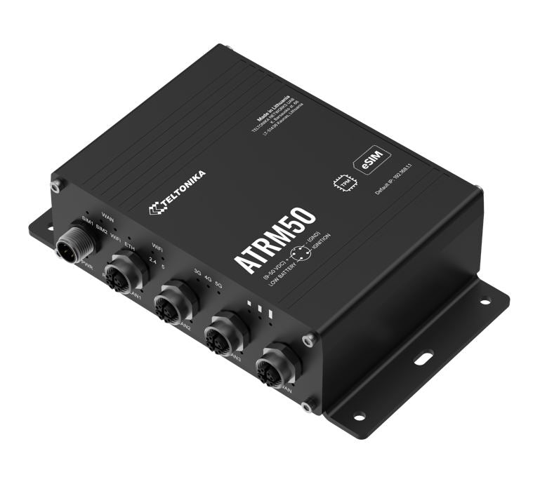 Teltonika ATRM50 5G Router for Transportation, Ultra-High Cellular Speeds, M12 CONNECTORS, DUAL SIM & eSIM, EN 45545-2 and EN 50155, PSU not included - Image 3
