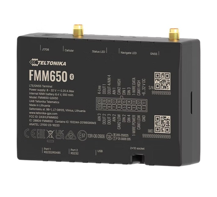 Teltonika FMM650 4G LTE Cat M1 tracker for advanced applications with high capacity backup battery and external antennas - Image 2