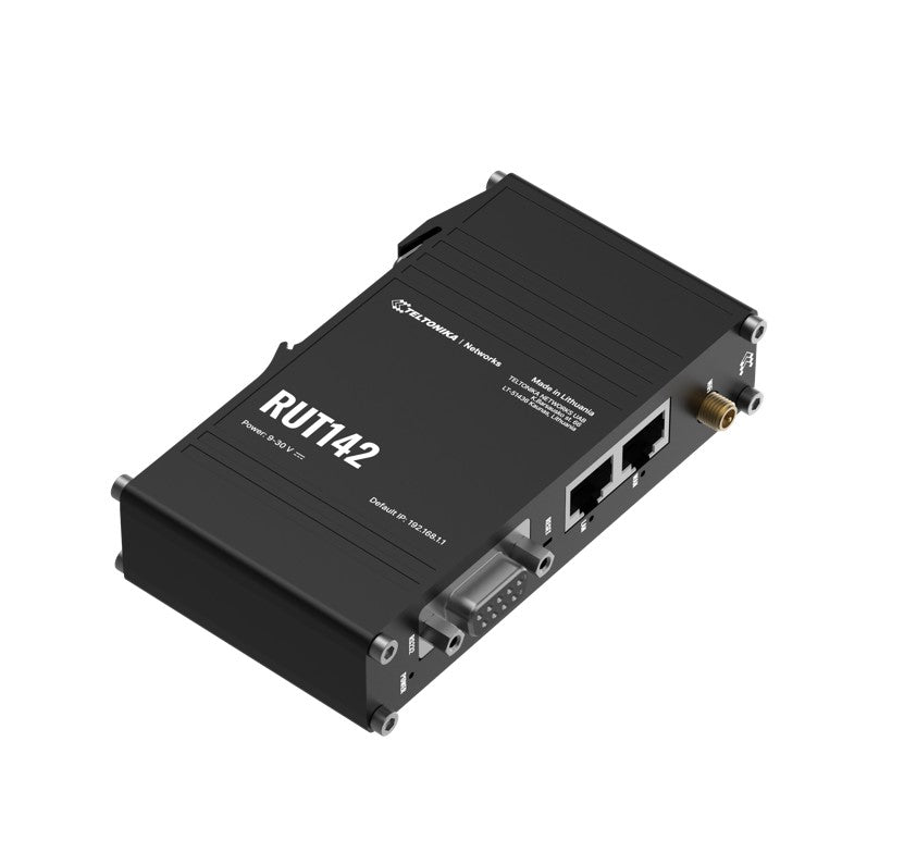Teltonika RUT142 Industrial Router, Wi-Fi 4, RS232  for Serial Communication, Integrated DIN Rail Bracket, 3-Pin Power Connector, PSU excluded - Image 2