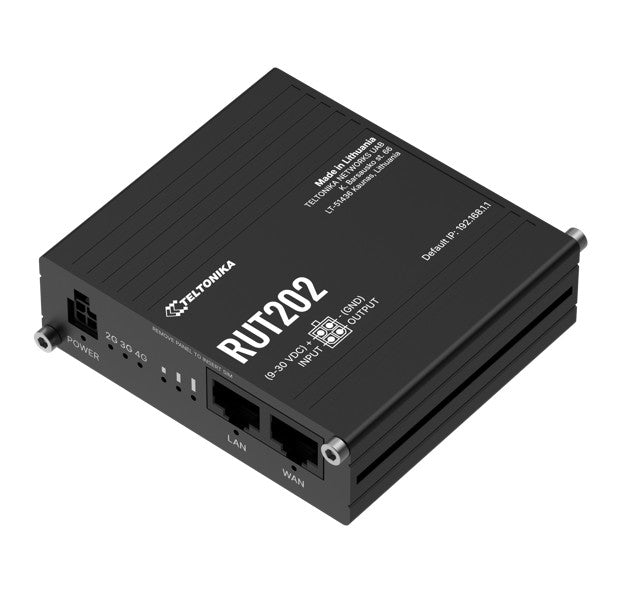 Teltonika RUT202 Dual Sim Industrial LTE Cat 4 Router, Automatic Failover, Dual Ethernet Ports and LTE + Wi-Fi Support, PSU included - Image 2