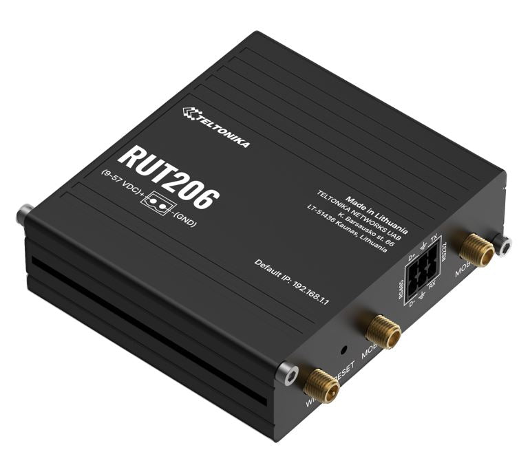 Teltonika RUT206 Industrial 4G Router, Cat 4, RS232 & RS485 for serial communication, 2-PIN POWER INPUT, Active and Passive PoE inputs - Image 2