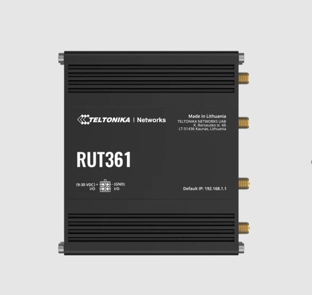 Teltonika RUT361 Industrial Cellular Router, Compact and Powerful Industrial 4G LTE Cat 6 Router/Firewall, Rugged Aluminium Housing, PSU included - Image 1