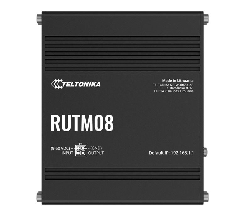 Teltonika RUTM08 Industrial Wired Router, 4 Gigabit RJ45 Ports,128 tag/port-based VLANs, PSU included - Image 1