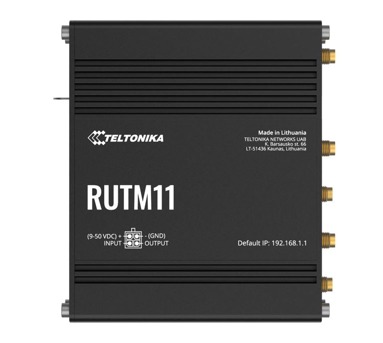 Teltonika RUTM11 Industrial 4G LTE Dual-band Wi-Fi, 4 x Gigabit RJ45 ports, USB, and up to 128 tag/port-based VLANs, PSU included - Image 1