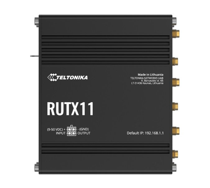 Teltonika RUTX11 Industrial Cellular Router, 4G LTE CAT 6, Dual SIM with auto failover, Backup WAN, Dual Band WiFi, Bluetooth LE, PSU included - Image 1