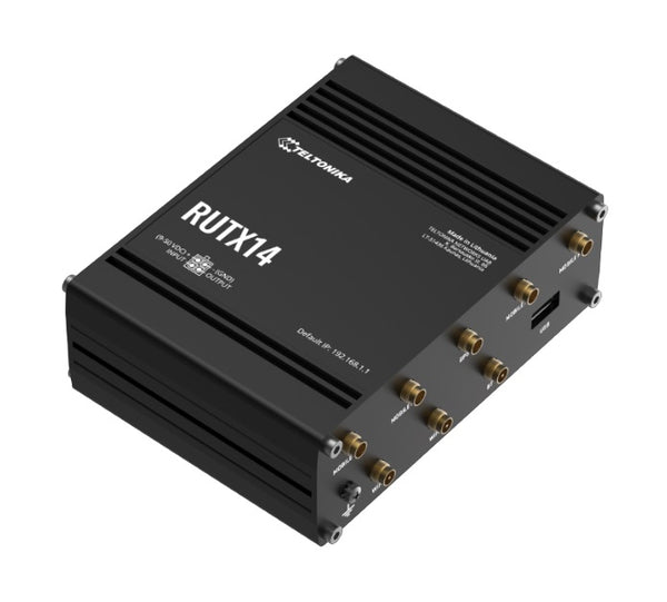 Teltonika RUTX14 4G LTE CAT12 Industrial Cellular Router, Instant LTE Failover, Dual Band WiFi 802.11ac, GNSS/GPS and Bluetooth LE, PSU included
