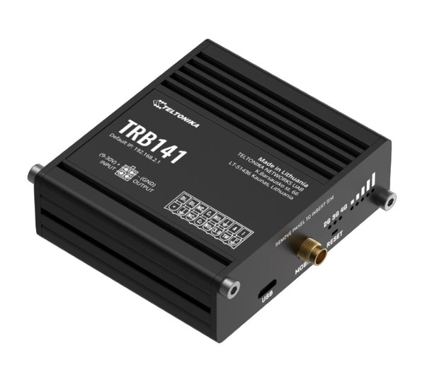 Teltonika TRB141 Industrial Rugged GPIO LTE Gateway, 4G/LTE (Cat 1), I/O Connector Block, Micro-USB, Compatible with Industrial DNP3, PSU included