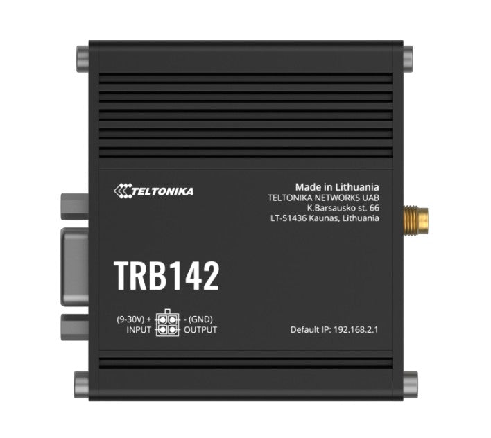 Teltonika TRB142 Industrial Rugged LTE RS232 Gateway, 4G/LTE (Cat 1), Equipped with RS232, Compatible with Industrial DNP3, PSU included - Image 1