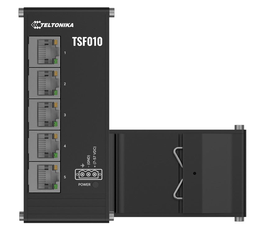 Teltonika TSF010 Flat Ethernet Switch, 3-Pin Power Input, Flat and Compact Design, Plug-and-Play, 7-57 VDC, PSU excluded - Image 2