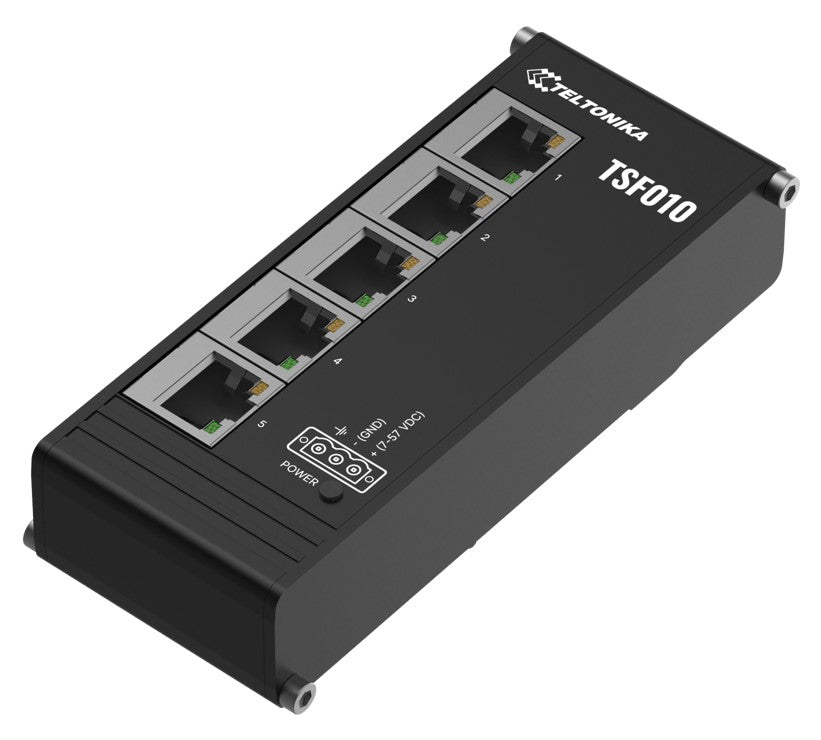 Teltonika TSF010 Flat Ethernet Switch, 3-Pin Power Input, Flat and Compact Design, Plug-and-Play, 7-57 VDC, PSU excluded - Image 3