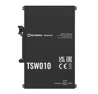Teltonika TSW010 DIN Rail Ethernet Switch, 5x Ethernet Ports with speeds of up to 100 Mbps, Integrated DIN Rail Bracket, Plug and Play, PSU excluded - Image 1