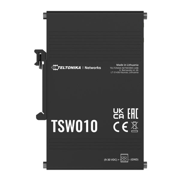 Teltonika TSW010 DIN Rail Ethernet Switch, 5x Ethernet Ports with speeds of up to 100 Mbps, Integrated DIN Rail Bracket, Plug and Play, PSU excluded - Image 5