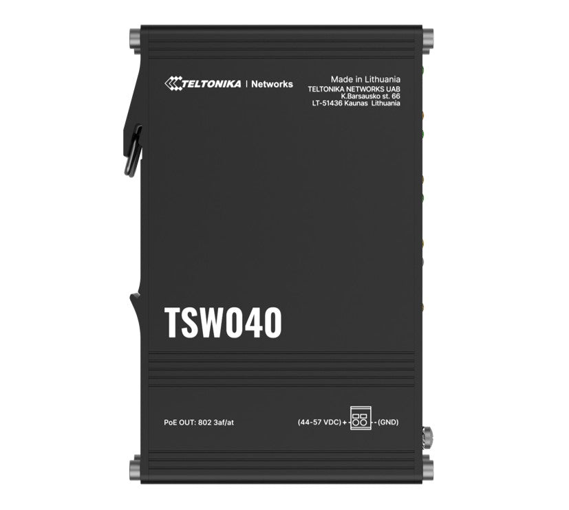Teltonika TSW040 - 8-port PoE+ Switch (7-57 VDC, or 44-57 VDC for PoE-out) Integrated DIN Rail Bracket - 10/100 Mbps, supports auto MDI/MDIX crossover - Image 5