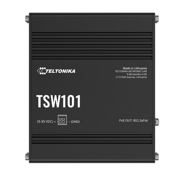 Teltonika TSW101 Automotive POE+ Switch, 4x PoE Ports, 5 x Gigabit Ethernet Ports with speeds of up to 1000 Mbps, PSU excluded - Image 1