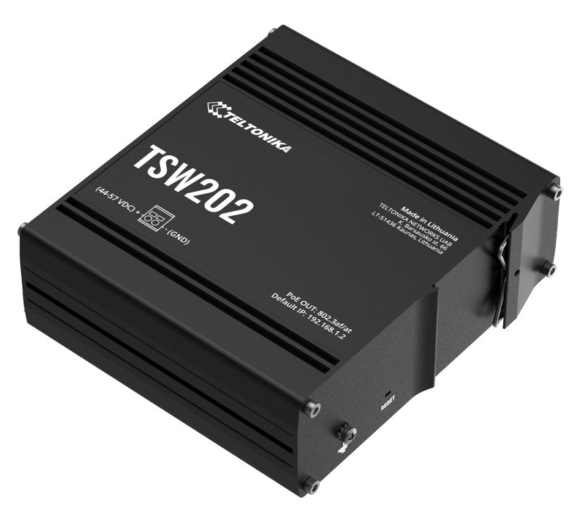 Teltonika TSW202 Managed PoE+ Ethernet Switch, Supports Profinet, 2 SFP Ports, 8 Gigabit Ethernet Ports Providing 30W of Power Each, PSU excluded - Image 2