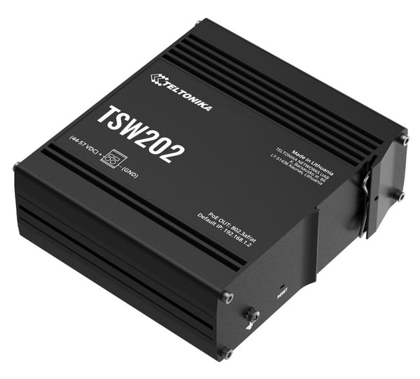 Teltonika TSW202 Managed PoE+ Ethernet Switch, Supports Profinet, 2 SFP Ports, 8 Gigabit Ethernet Ports Providing 30W of Power Each, PSU excluded