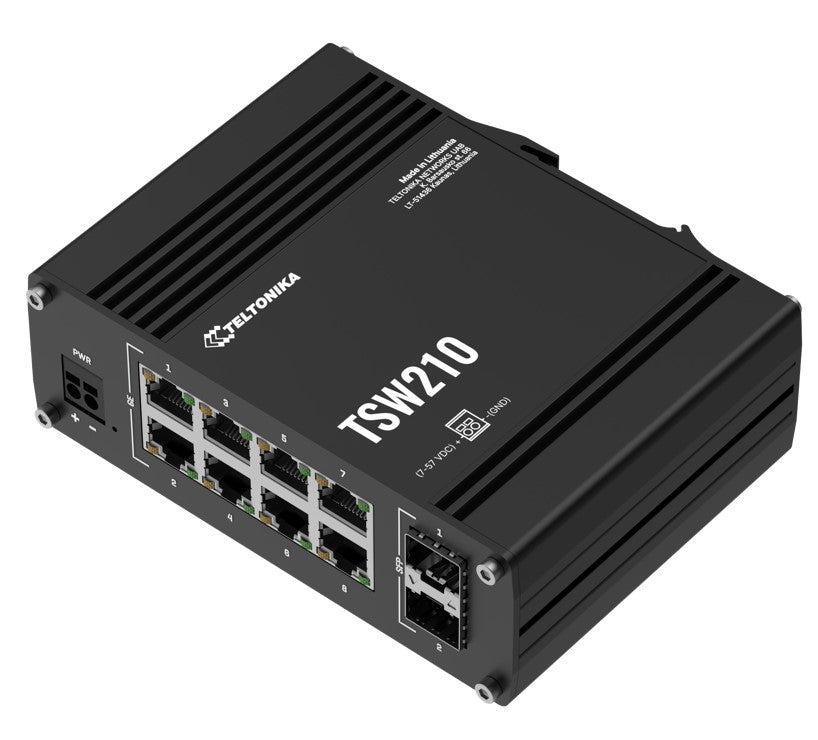 Teltonika TSW210 Industrial Ethernet Switch, 2x SFP Ports, 8x Gigabit Ethernet Ports with speeds of up to 1000 Mbps, DIN Rail, PSU excluded - Image 3