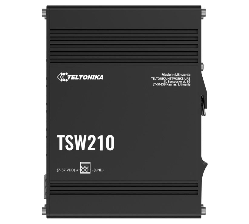 Teltonika TSW210 Industrial Ethernet Switch, 2x SFP Ports, 8x Gigabit Ethernet Ports with speeds of up to 1000 Mbps, DIN Rail, PSU excluded - Image 1