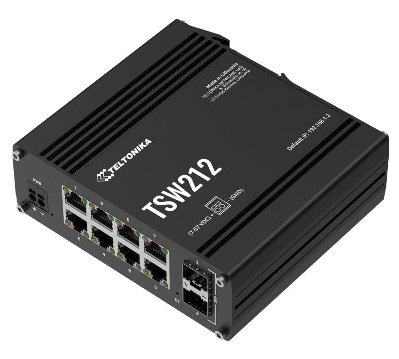 Teltonika TSW212 Managed Ethernet Switch, L2 with additional L3 Features, Supports Profinet, 8 x Gigabit Ethernet Ports, 2 x SFP Ports, PSU excluded - Image 3