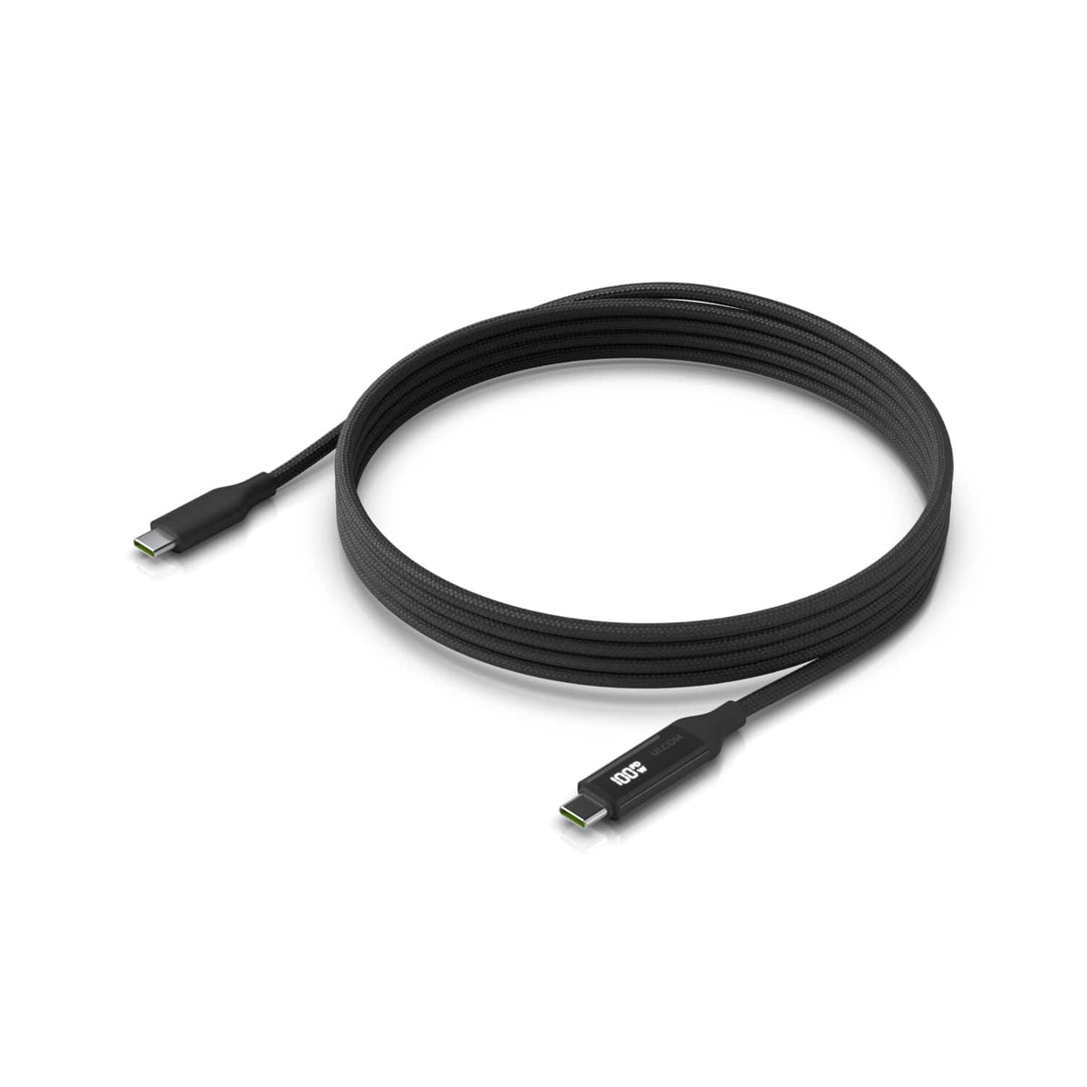 Ubiquiti USB-C Cable with Charge Display,Length 2M, Black, Braided Power & Data Cable With A Double-sided Charge Display,100W Max Power Output - Image 1