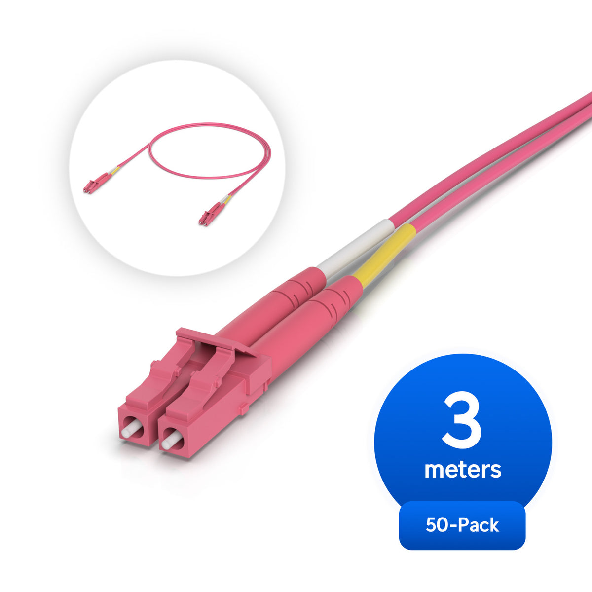 Ubiquiti OM4 Duplex LC UPC Fiber Patch Cable, Indoor OM4 multi-mode fiber patch cable with duplex LC UPC connectors, 50 Pack - Image 1
