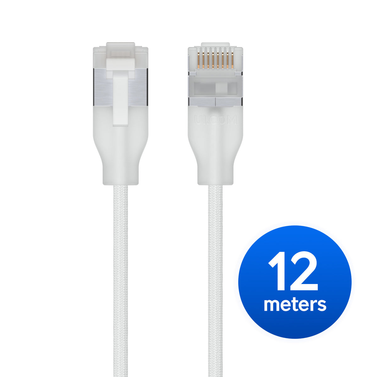 Ubiquiti UniFi Premium Patch Cable, 12M, White, Ultra-thin Braided Patch Cable, Designed And Optimized For 10 GbE Networking. - Image 1