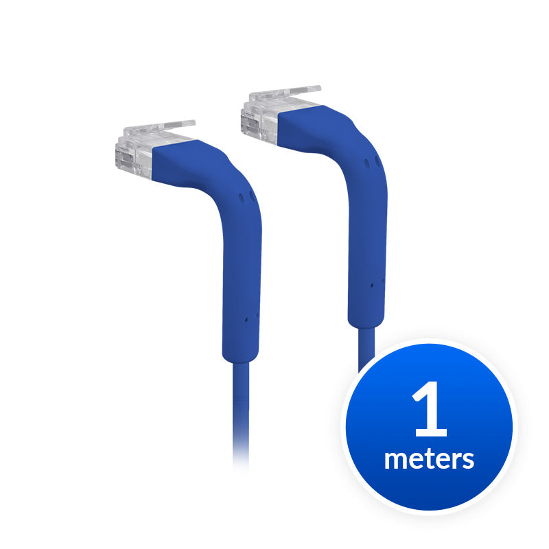 Ubiquiti UniFi Patch Cable Single Unit, 1m, Blue, End Bendable to 90 Degree, RJ45 Ethernet Cable, Cat6, Ultra-Thin 3mm Diameter - Image 1