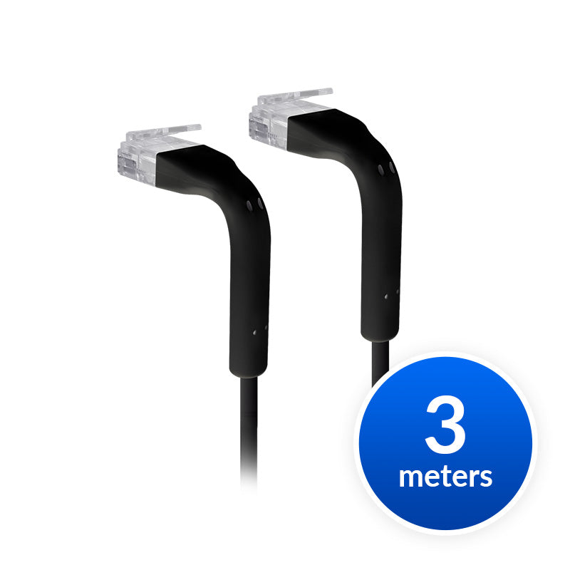 Ubiquiti UniFi Patch Cable Single Unit, 3m, Black, End Bendable to 90 Degree, RJ45 Ethernet Cable, Cat6, Ultra-Thin 3mm Diameter - Image 1