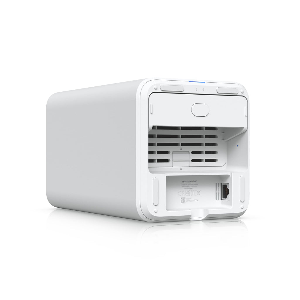 Ubiquiti UNAS 2, White, UniFi Network Attached Storage (2) 3.5" HDD Bays, 2.5 GbE Networking, USB-C Connectivity, Included PoE++ Adapter, Compact Foot - Image 3