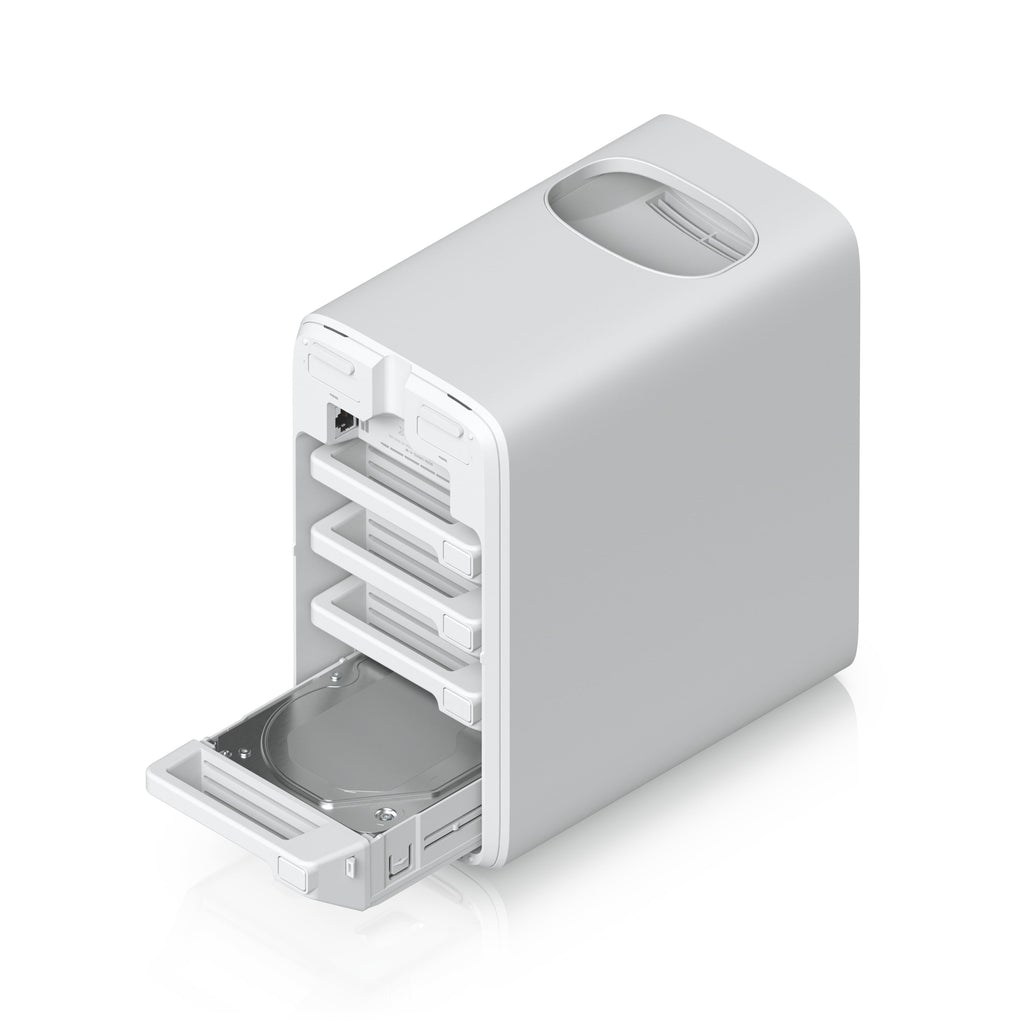 Ubiquiti UNAS 4, White, UniFi Network Storage (4)2.5/3.5" HDD Bays,(2)M.2 NVMe SSD Cach Slot,2.5 GbE, USB-C Connect, PoE+++ Adapter, Compact Footprint - Image 4