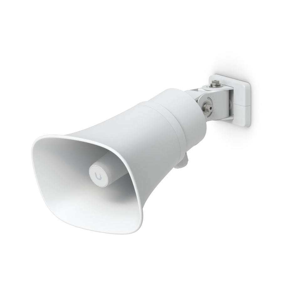 Ubiquiti AI Horn Speaker, White, All-weather PoE 120 dB Horn Speaker With Advanced AI Alert Functionality&Versatile Wall, Corner,Pole Mounting Options