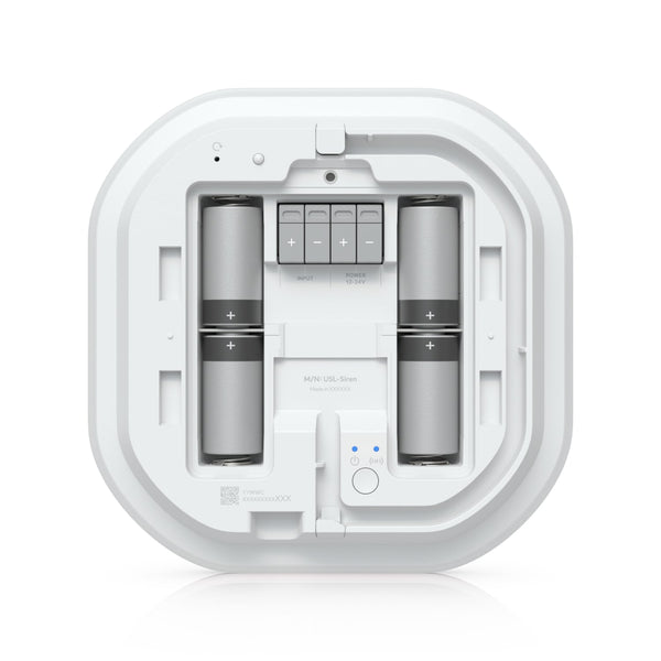 Ubiquiti Siren, White, All-weather SuperLink Siren Delivering 110 DB Alarm, Emergency LED Lighting Powered Using Battery, DC Input.
