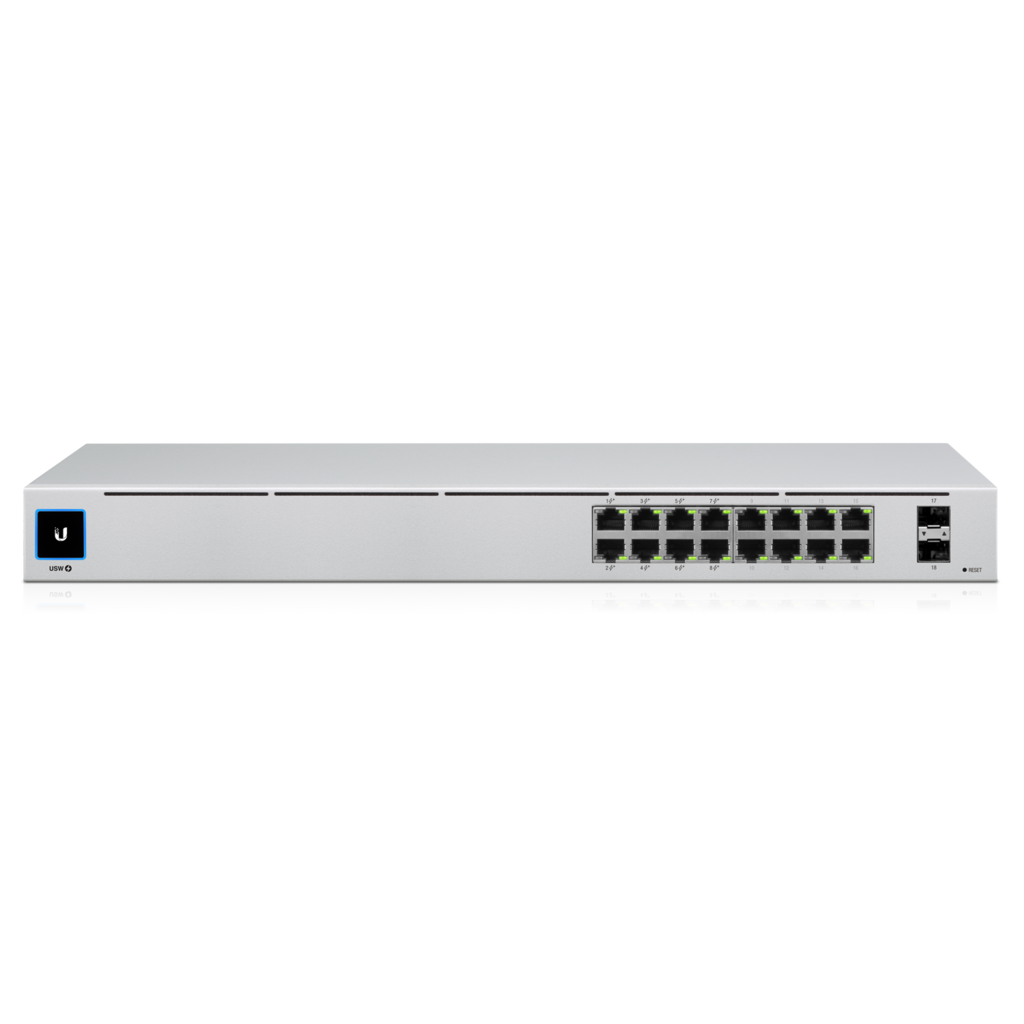 Ubiquiti UniFi 16-port Managed Gigabit Switch - 8x PoE+ Ports, 8x Gigabit Ethernet Ports, 2x SFP , 42W, Touch Display, Fanless , GEN2, - Image 2