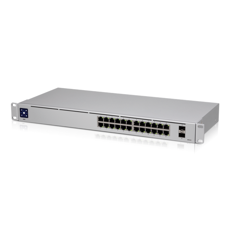 Ubiquiti UniFi 24 port Managed Gigabit Switch - 24x Gigabit Ethernet Ports, with 2xSFP - Touch Display - Fanless - GEN2, - Image 1