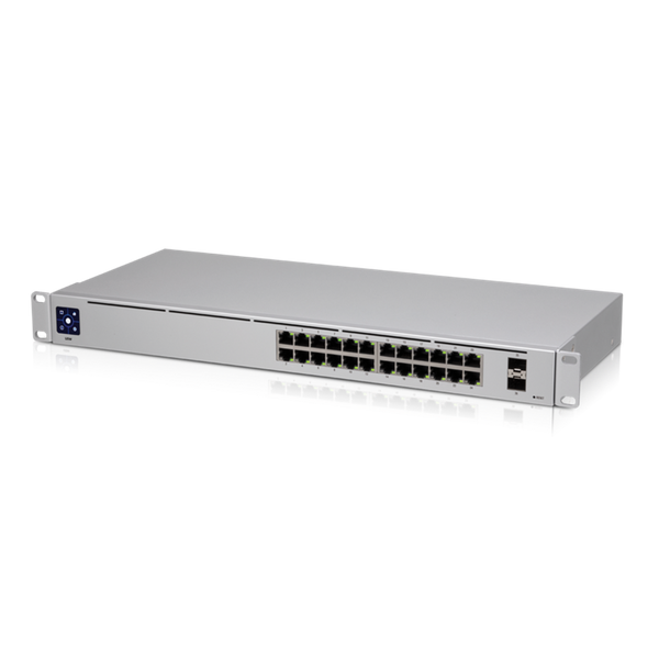 Ubiquiti UniFi 24 port Managed Gigabit Switch - 24x Gigabit Ethernet Ports, with 2xSFP - Touch Display - Fanless - GEN2,